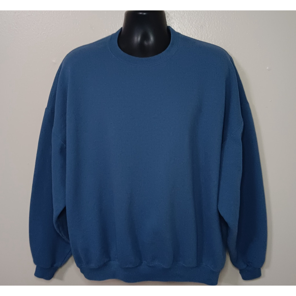 Vintage 90s Jerzees Men’s 2XL Sweatshirt Blue Blank Baggy